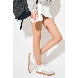 Tonny Black Unisex Gri Beyaz Termo Taban Yanı Şeritli Bağcıklı Spor Ayakkabı