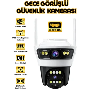 BLM56 4 Mp 4K Ultra Hd Alarmlı Suya Dayanıklı Çift Lensli 2.4 G İp Dış Mekan Güvenlik Kamerası
