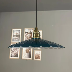 Risso Deniz Yeşili Metal Büyük Avize Lale Başlık Tekli Rustik Cafe Modern Sarkıt Aydınlatma