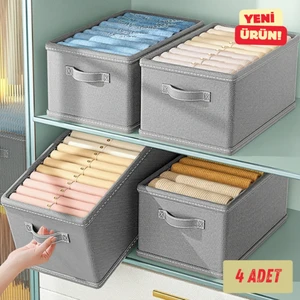 Dolap Içi Düzenleyici 4 Lü GRI-45CMX25CMX20,RAF Düzenleyici,katlanabilir Kıyafet Saklama Kutusu