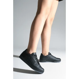 Tonny Black Unisex Siyah Siyah Rahat Kalıp Poli Taban Bağcıklı Spor Ayakkabı