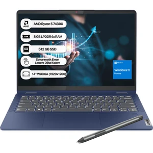 Ideapad Flex 5 AMD Ryzen 5 7430U 8GB 512GB SSD Windows 11 Home 14" WUXGA Taşınabilir Bilgisayar 82XX00D2TX