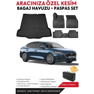 Ford Focus 5 Sedan 2019-2020-2021-2022 Model Ince Stepne Bagaj Havuzu+Paspas Full Takım+Hediyeli