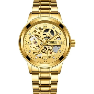 Caven Denton Otomatik Örgü Kemer Mekanik Saat Erkek Saati Su Geçirmez Parlak Elmas Çift Taraflı Içi Boş Tourbillon CASIO SEIKO (Yurt Dışından)