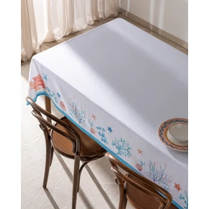 Madame Coco Fauve Polycotton Masa Örtüsü - Açık Mavi/Turuncu - 150x200 cm