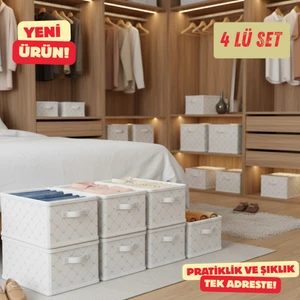 Dolap Içi Düzenleyici 4lü FIYONK-45CMX25CMX20,RAF Düzenleyici,katlanabilir Kıyafet Saklama Kutusu