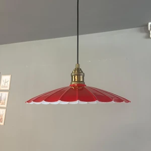 Risso Kırmızı Metal Büyük Avize Lale Başlık Tekli Rustik Cafe Modern Sarkıt Aydınlatma