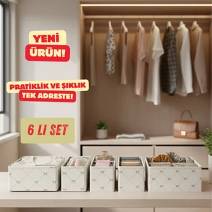 6'lı Çekmece Dolap Içi Düzenleyici Kutu Raf Set Bebek Eşyası Çocuk Odası Banyo Organizer/fiyonk