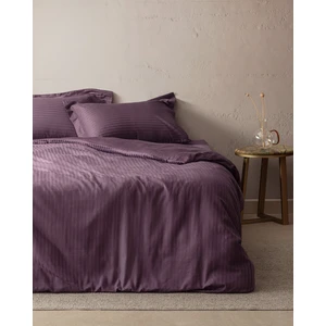 Madame Coco Elicia Çift Kişilik %100 Pamuk Çizgili Saten Nevresim Takımı - Mürdüm