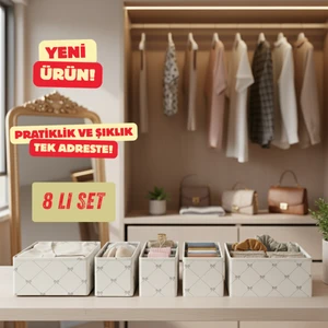 8'li Çekmece Dolap Içi Düzenleyici Kutu Raf Set Bebek Eşyası Çocuk Odası Banyo Organizer/fiyonk