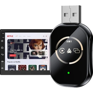 Q1 3in1 Kablosuz Carplay Adaptörü | Ekran Yansıtma Telefon Kontrolü | Sadece Android Telefonlar Için