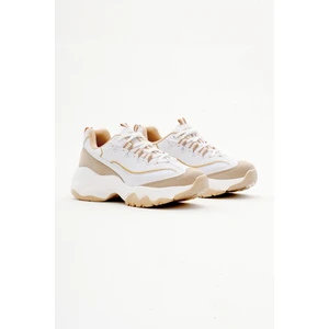 Tonny Black Kadın Krem Rahat Kalıp Yüksek Taban Bağcıklı Spor Ayakkabı