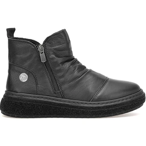 D25KB-1005 Kadın Hakiki Deri Düz Bot Siyah