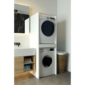 Lavanta Çamaşır ve Kurutma Makinesi Dolabı Çamaşır Sepeti Çekmeceli Banyo Dolabı Beyaz