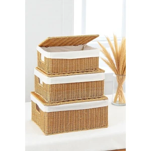 3’lü Kapaklı Hasır Organizer Sepet- 1376