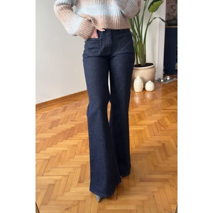 Önü Arkası Cepli Ispanyol Paça Jean- Mavi