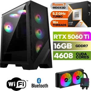 Şafak-Gaming Pc Ddr5-Rtx 5060Tİ 16GB -Ryzen 7 9800XD – 32 GB Ddr5 Ram –  1 Tb M.2 SSD 5000 4000 – 240MM Sıvı Sogutma -Windows 11 Pro-