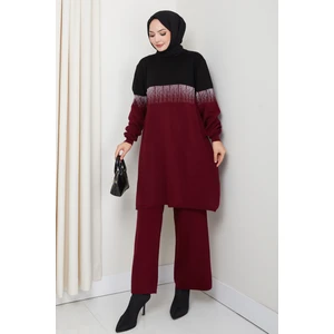 Iki Renkli Simli Triko Pantolonlu Tunik Takım