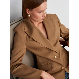 60774 Fitted Kesim Vatkalı Blazer-Camel