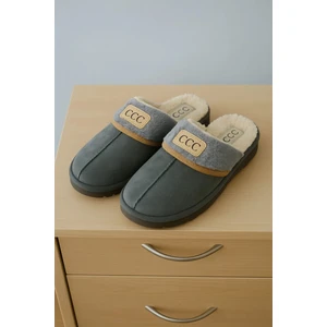 Kadın Ccc Desenli Rahat Kaymaz Kalın Tabanlı Ev Terliği Tüylü Terlik Çeyiz Bohça