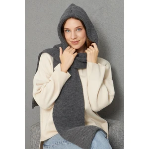 Kadın Yumuşak Dokulu Kapşonlu Atkı Selanik Örgü Kapşonlu Şal 13038