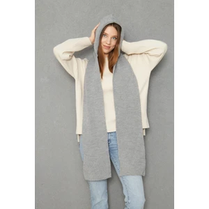 Kadın Yumuşak Dokulu Kapşonlu Atkı Selanik Örgü Kapşonlu Şal 13038