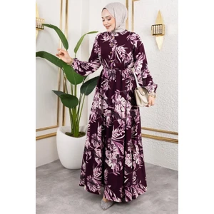 Palmiye Desenli Tesettür Elbise