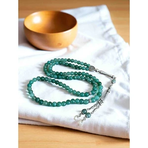 Yeşil Akik Taşı Tesbih 99 Luk Tesbih Namaz Tesbihi Gerçek Zikir Tesbihi