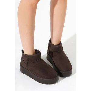 Tonny Black Kadın Kahve Kalın Poli Taban Içi Kürklü Süet Görünümlü Bot