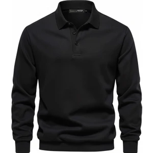 Ghassy Co. Erkek Retro Renk Bloklu Pamuklu Gömlek Yaka Sweatshirt