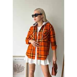 Kadın Desenli Renkli Oduncu Oversize Bol ve Geniş Kalıp Casual Çift Kapüşonlu Ceket Gömlek