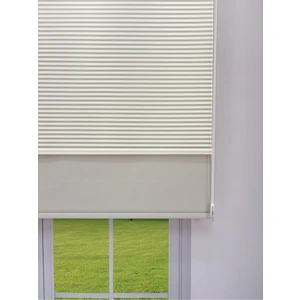 Luna Serisi Beyaz Tül Açık Gri Stor Perde Işık Kontrollü, Çift Mekanizmalı, Kolay Montaj