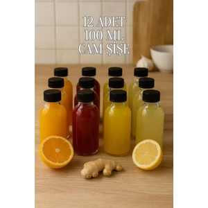 12 Adet Cam Shot Şişesi Sızdırmaz Siyah Plastik Kapaklı Kolonya Koku Süs Çok Amaçlı Şişe 100ML