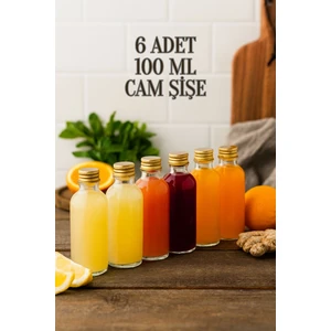 6 Adet Şeffaf Cam Shot Şişesi Sızdırmaz Gold Metal Kapaklı Kolonya Koku Süs Çok Amaçlı Şişe 100ML