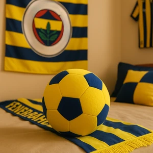 Goal Peluş Futbol Topu - Taraftar Sarı Lacivert Yumuşak Top - 20 cm Dekoratif ve Oyuncak Top