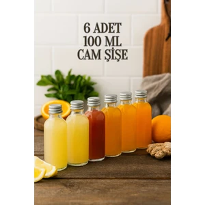 6 Adet Şeffaf Cam Shot Şişesi Sızdırmaz Gümüş Metal Kapaklı Kolonya Koku Süs Çok Amaçlı Şişe 100ML