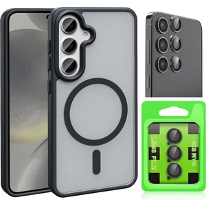 Samsung Galaxy S25 Kılıf M-safe Şarj Özellikli Mat Arka Yüzey Zore Sio Kapak + Kamera Lens Koruyucu