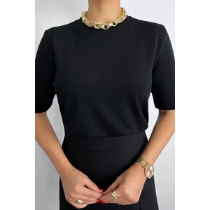 Viscose Doku Next Premium Selection Siyah Yarım Kol Triko Kazak