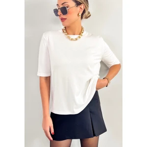 Viscose Doku Next Premium Selection Ekru Yarım Kol Triko Kazak