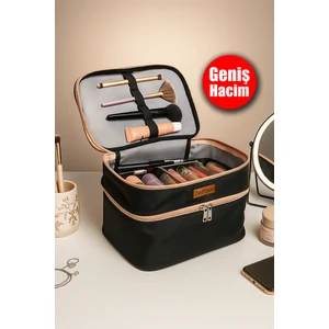 Makyaj Organizer Katlanır Çanta Tarzı Çift Katlı Kapaklı Geniş Hacimli Düzenleyici Kozmetik Organizeri