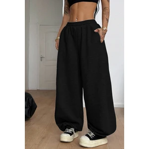 Erkek Kadın Baggy Bol Kesim Eşofman Altı Jogger Paça Siyah Gri Füme Oversize