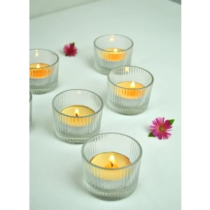 6 Adet Mumluk Küçük Boy Saydam Cam Çap: 5 cm Tealight Mum Mumluk