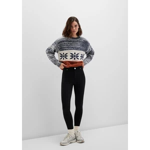 Düğmeli Siyah Tayt 1011096-900