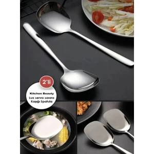 2 Adet Pratik 21 cm Paslanmaz Lüx Servis Salata Kaşığı Çelik Servis Kaşığı