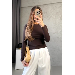 Kadın Kayık Yaka Uzun Kol Tshirt