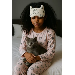 Mpy Global Kedi Figürlü Çocuk Uyku Bandı ,göz Bandı, Uyku Maskesi, 8-9 Yaş ve Sonrası