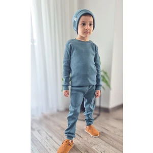 Petrol Fitilli 3'lü Çocuk Takım (Şapka-Sweat-Eşofman)(2-7yaş)