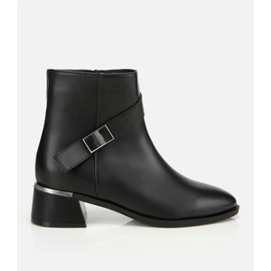 01BOH314860A100 KADIN Siyah Metal Detaylı Bilekte Düz Bot