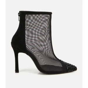Kadın Siyah Transparan Taş Detaylı Bilekte Topuklu Bot