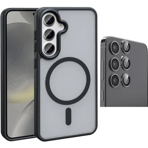 Samsung Galaxy S23 FE Kılıf M-safe Şarj Özellikli Mat Arka Yüzey Zore Sio Kapak + Kamera Lens Koruyucu